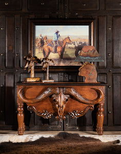 Safari Carved Wood Console Table