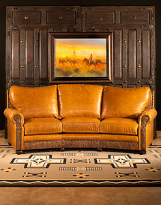 Texas Ranch Curved Leather Sofa